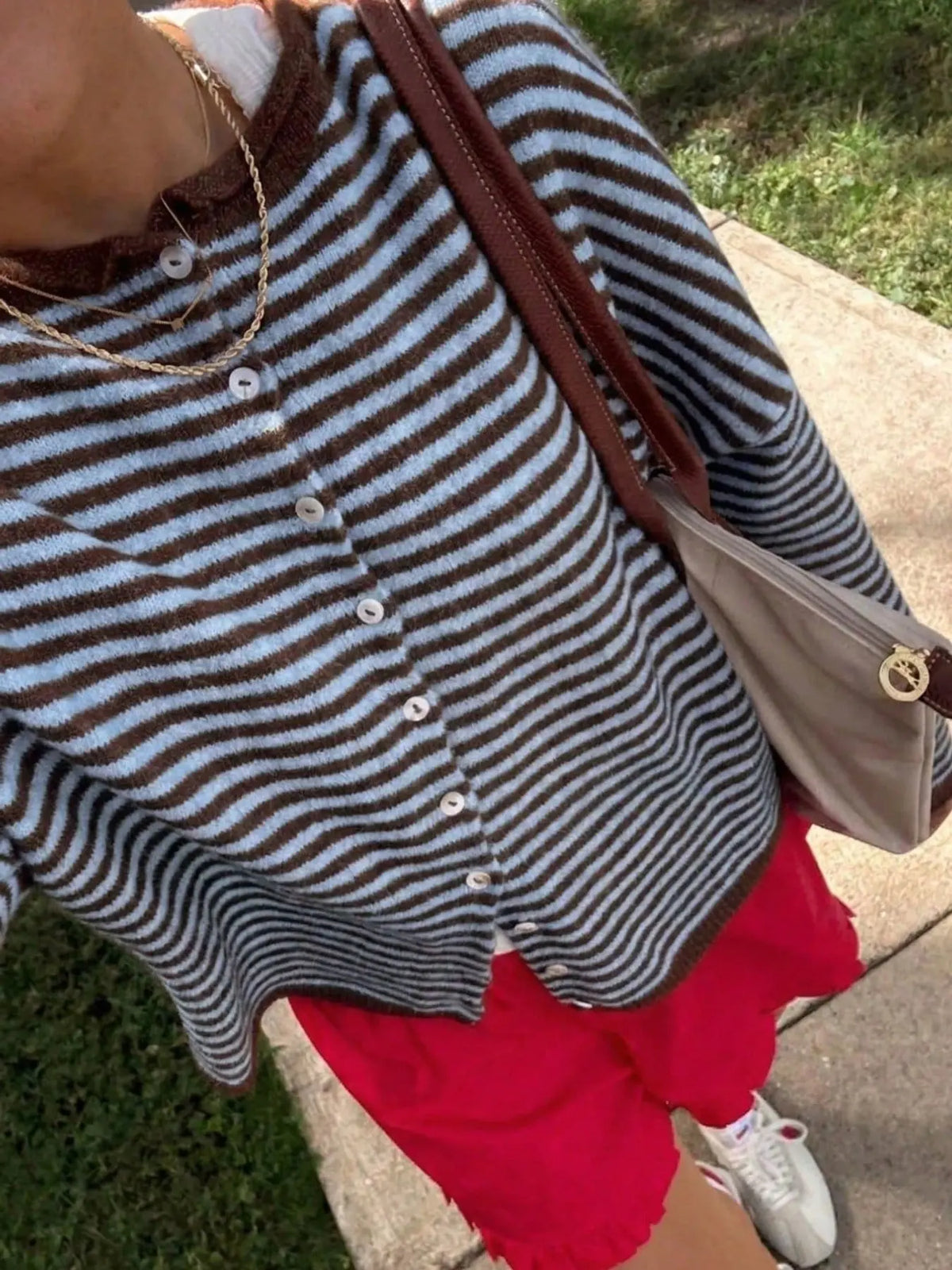 Women's Striped Sweater Cardigan, Loose Knitwear, Casual Long Sleeve Knitwear for Fall & Winter, Fashion Women's Knit Clothing for Daily Wear
