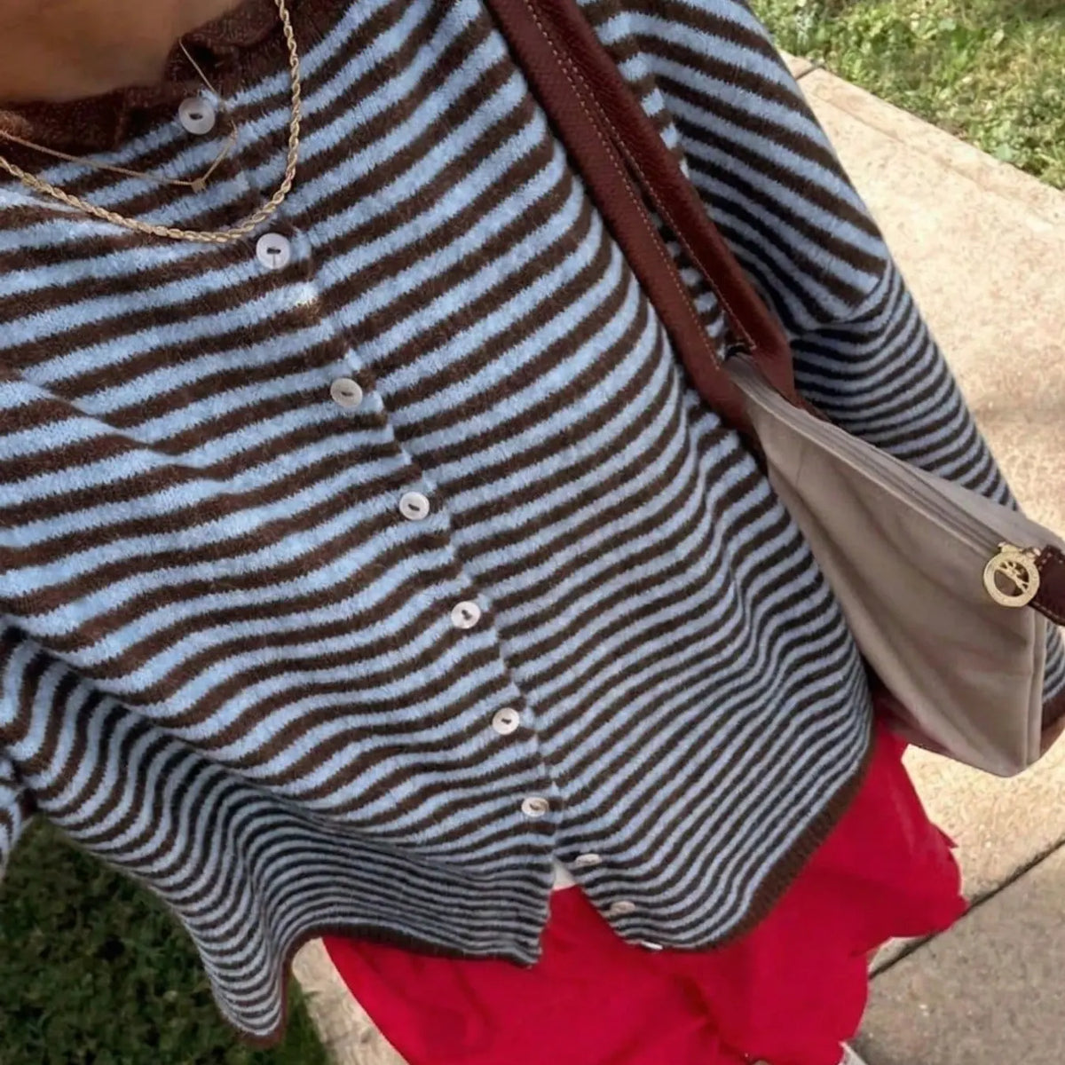 Women's Striped Sweater Cardigan, Loose Knitwear, Casual Long Sleeve Knitwear for Fall & Winter, Fashion Women's Knit Clothing for Daily Wear
