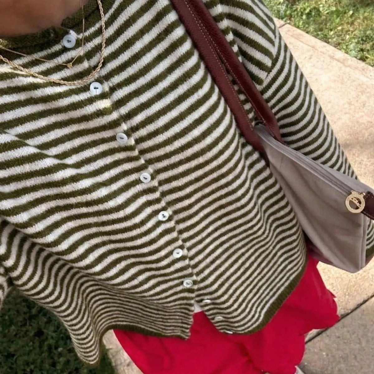 Women's Striped Sweater Cardigan, Loose Knitwear, Casual Long Sleeve Knitwear for Fall & Winter, Fashion Women's Knit Clothing for Daily Wear