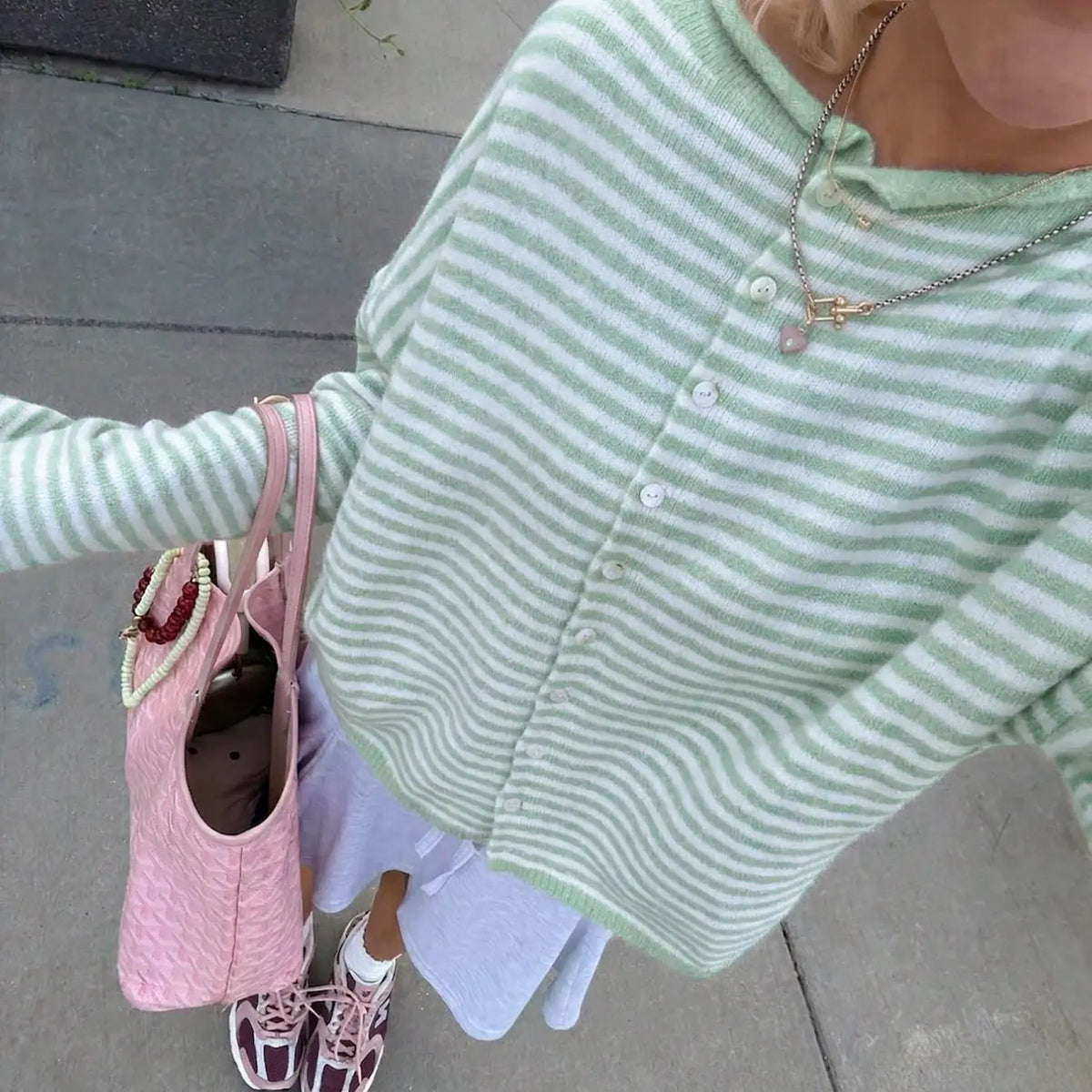 Women's Striped Sweater Cardigan, Loose Knitwear, Casual Long Sleeve Knitwear for Fall & Winter, Fashion Women's Knit Clothing for Daily Wear