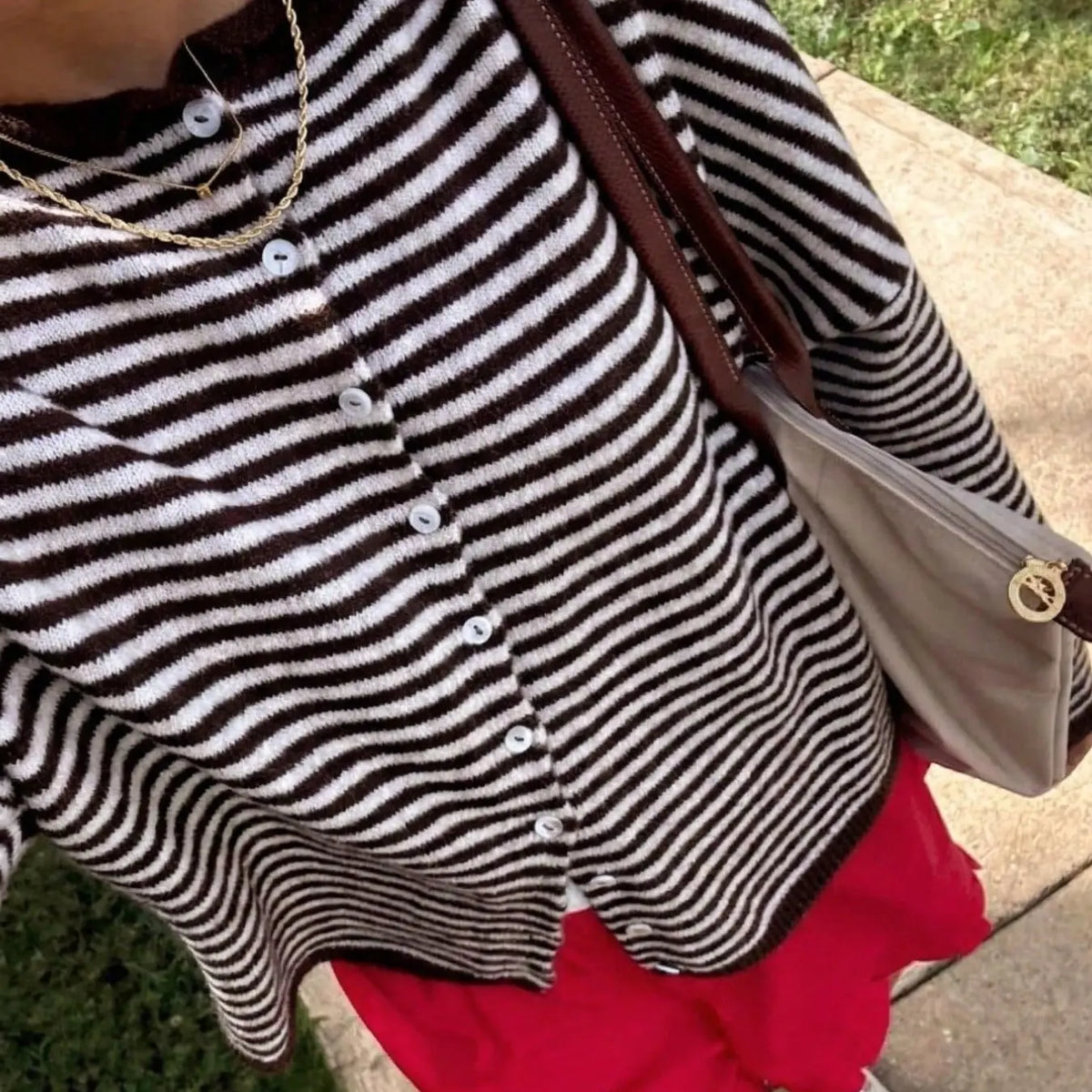 Women's Striped Sweater Cardigan, Loose Knitwear, Casual Long Sleeve Knitwear for Fall & Winter, Fashion Women's Knit Clothing for Daily Wear